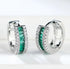 Iced Out 14K White Gold Plated Pave Green Cubic Zirconia Men Women Hoop Earrings